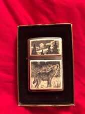 Vintage Scrimshaw Howling Wolf Zippo Lighter picture