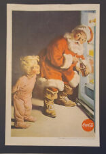 1959 Coca Cola  - COKE Santa Claus & Boy Looking In Refrigerator Soda Print Ad picture