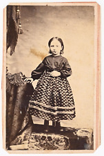 ANTIQUE CDV CIRCA 1860s CUTE LITTLE GIRL IN DRESS J.G. VALLADE ALTOONA PENN. picture