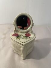 Vintage heart-shaped Dresser W/mirror porcelain trinket box picture