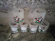 6 Neiman Marcus Frosted Penguins Polar Bear Double Old Fashion Christmas Glasses picture