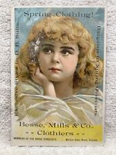 1880's 1890's 1900's Advertising Card Besse Mills Hatter Clothing Holyoke MA Vtg picture