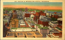 Section of Metropolitan Seattle Washington WA ~ 1940s linen postcard picture