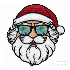 SANTA CLAUS SUNGLASSES iron-on PATCH embroidered APPLIQUE WINTER HOLIDAY CRAFT picture