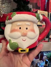 Santa Claus Face Ceramic Figural Coffee Mug , Christmas Red White picture