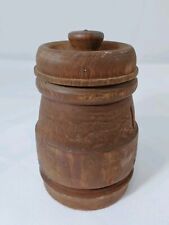 Antique Handmade Wood Turned Tobacco Cannister Jar picture