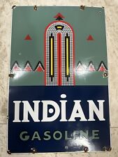 Vintage INDIAN GASOLINE PORCELAIN PUMP PLATE SIGN 12x18 TEXACO SSP Gas Station picture