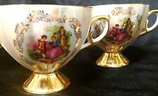 24KT GOLD Plated Vintage Yusui Teacups Opalescent Hand-painted  picture