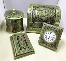 a453 Antique Stationery Set Boulle Marquetry Work Table Box Clock J.C.Vickery picture