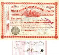 Saint Joseph and Western Railroad Co. signed by Russell Sage and J.J. Slocum - S picture