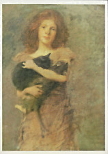 VTG Art Postcard Girl Holding Two Kittens Thomas Wilmer Dewing Freer Gallery picture