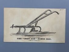 1880s IRON AGE HORSE HOE Farm Advertising Trade Card PORTLAND MAINE picture