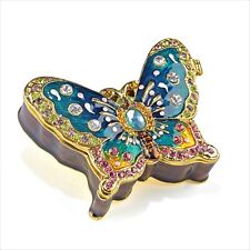 Kubla Craft Bejeweled Enameled Trinket Box: Blue Buttterfly Box, Item# 4037B picture