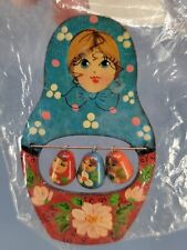 Hand Painted Wood Matryoshka Russian Doll Magnet Souvenir, St. Petersburg  picture
