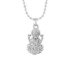 Silver Plated Lakshmi Devi Chain Pendant Necklace Hindu Religious Jewelry Unisex picture