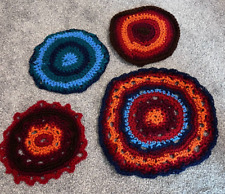 Lot of 4 ~ Vintage Yarn Crochet Knit Doily ~ Table Topper ~ 10-13” Diameter picture