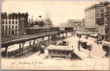 Postcard Rotograph The Bowery New York City elevated train picture