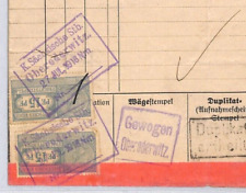 GERMANY RAILWAY Parcel Way Bill FRACHTBRIEF 15pf Stamps{2}Oberoderwitz 1918 ZR69 picture