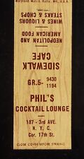1950s Phil's Cocktail Lounge Sidewalk Cafe 187 3rd Ave. Cor. 17th St. NYC NY MB picture