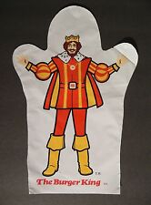 Burger King Children's Plastic Hand Puppet Unused Vintage 1970's-1980's  picture