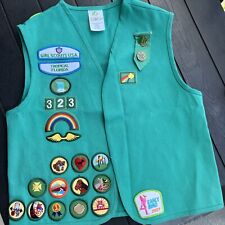 Girl Scouts Size MGreen Uniform Vest Jacket Patches picture