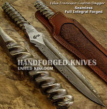 FELIX FRANCISCO CUSTOM HAND MADE UNIQUE INTEGRAL FORGED DAMASCUS DAGGER KNIFE picture