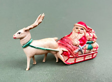 ATQ Viscoloid USA Signed Santa Gift Delivery Reindeer Sled Christmas Figurine picture