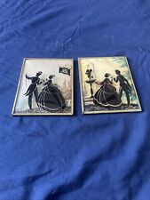 Vintage Set of Two Silhouette Prints with Convex Glass Great Condition Size 5x4” picture