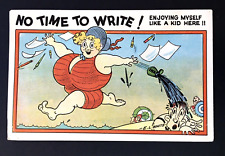 c1930's Fat Woman Big Breast No Time To Write Ink Unposted Vtg Comics PC picture