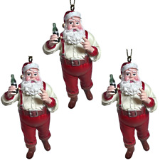 Set 3 Kurt Adler Coca Cola Santa Ornament Holding a Coke 4 Inches Licenced picture