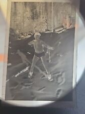 1930s 40s Black And White Photograph Negitive Of A Man In Underwear Logger Snow picture