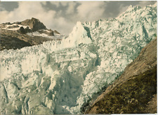 P.Z., Switzerland, Rhone Glacier PZ vintage photochrome. Vintage Switzerland Photo picture