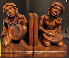 Set of Vintage Hand Carved Wood Igorot Tribe Philippines Bookends, Stunning 10x6 picture