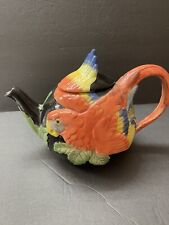 Vintage Fitz & Floyd 1989 Jungle Parrot Flowers 44 oz Ceramic Teapot picture