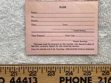 1959 1960 Hall Passes Pad Theodore Roosevelt High School Des Moines IA 1956  Vtg picture