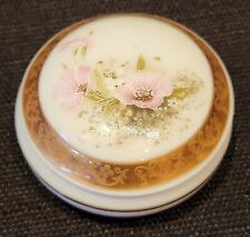 Vintage Limoges Small Round Ceramic Trinket Box Floral W/ Gold Trim Made France picture