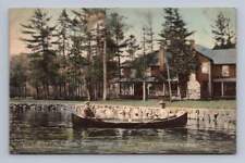 Darts Lake Camp BIG MOOSE New York HandColored Hotel Glennmore Adirondacks 1910s picture