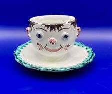 Vtg 1950'S FACE EGG CUP & ATTACHED SAUCER MADE IN ITALY picture