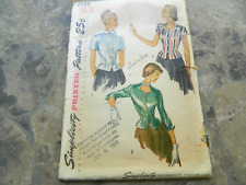 *1949 Simplicity Sewing Pattern 2759 Womens Blouse 3 Sleeves Sz 20 B 38 Vintage picture