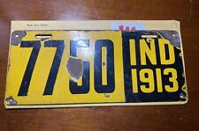 1913 Indiana Porcelain License Plate (First Issue)  picture