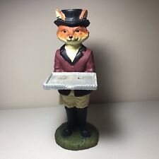 Vintage Equestrian 12” Fox Huntsman Cast Iron Business Card Holder  Fox Hunting picture