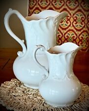 Stunning Pair Of Cuban WEPCO. Antique Porcelain White Pitchers picture