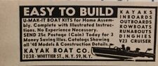 Kayak Boat Company U-Make-It Boat Kits Vintage Print Ad 1948 picture