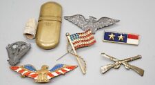 Civil War & WWII Army Infantry, Eagle, Flag Home Front Sweetheart Pins Lot Of 8 picture
