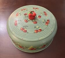 Vintage MCM Cake Cover Topper Only Hand Painted Folk Art Primitive Cherries picture