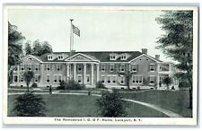 c1920's The Remodeled I.O.O.F. Home Exterior Lockport New York Flagpole Postcard picture