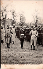 Kaiser Wilhelm, Crown Prince Inspecting German Troops - Photo Postcard - WWI picture