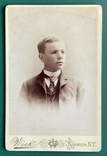 Antique Victorian Cabinet Card Photo Handsome Young Man Norwich, NY picture