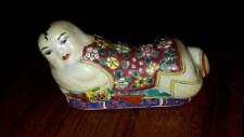VINTAGE CHINESE CHILD LAYING PAINTED CERAMIC FIGURINE 4