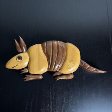 Vintage Hand Carved Wooden Armadillo Folk Art Wood Wall Hanging Southwest Decor picture